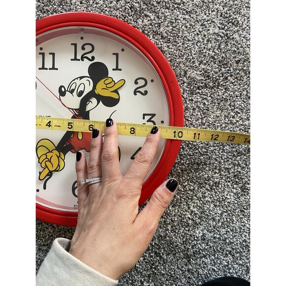 VTG Working Lorus Mickey Mouse Wall Clock Quartz Red 10.5" Japan Disney - Picture 3 of 3